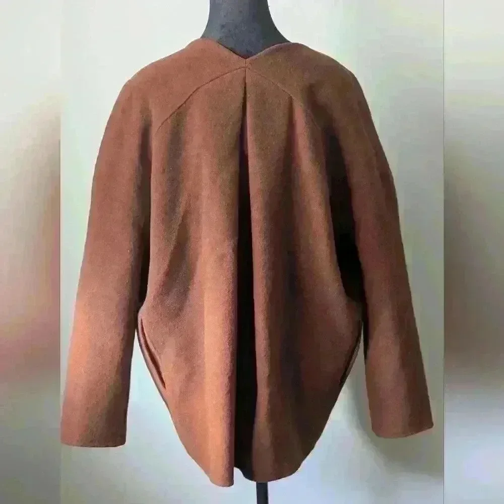 NWT 100% Wool Cardigan Brown Cocoon Open Front